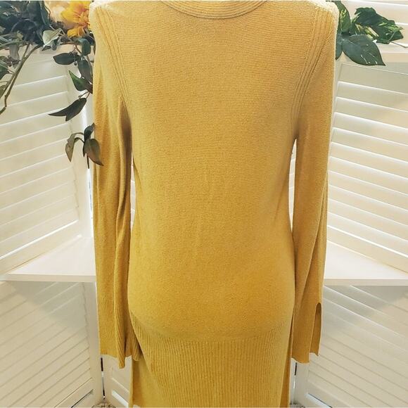 FREE PEOPLE MUSTARD CRISS CROSS TUNIC SWEATER MED - Picture 2 of 7